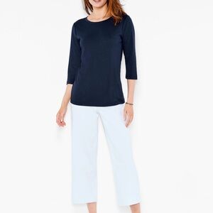 Nic + Zoe Navy 3/4 Sleeve Top | Size Small | Classic Knit Tee | $88 Retail